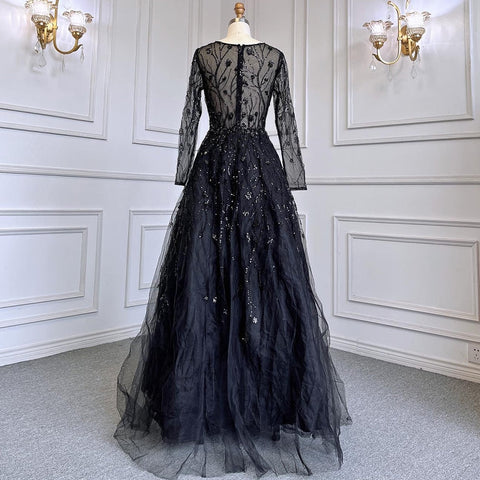 Vestidos de noche de lujo con cuentas, corte en A, escote en V, manga larga, color verde, para mujer, ideales para bodas y fiestas (modelo LA71702). 