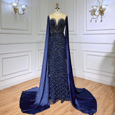 Green Cape Sleeves Luxury Evening Dresses Gowns 2025 Mermaid Beaded Elegant For Women Party LA71668