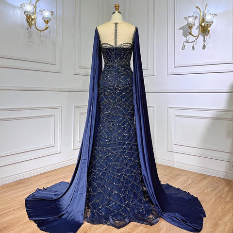 Green Cape Sleeves Luxury Evening Dresses Gowns 2025 Mermaid Beaded Elegant For Women Party LA71668