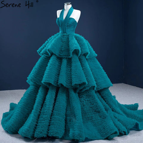 Green Halter Sexy Wedding Dresses 2025 Sleeveless Tiered Lace Up High-end Bridal Dress HM67232