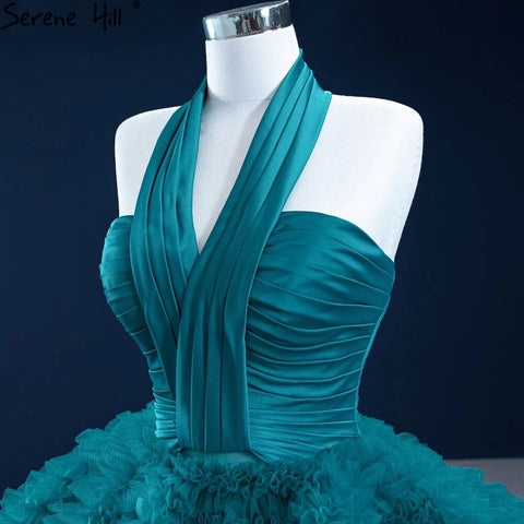 Green Halter Sexy Wedding Dresses 2025 Sleeveless Tiered Lace Up High-end Bridal Dress HM67232