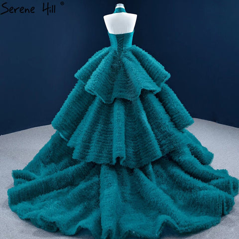Green Halter Sexy Wedding Dresses 2025 Sleeveless Tiered Lace Up High-end Bridal Dress HM67232