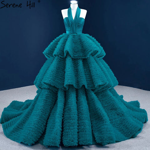 Green Halter Sexy Wedding Dresses 2025 Sleeveless Tiered Lace Up High-end Bridal Dress HM67232