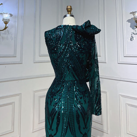 Green Long Prom Dresses 2025 Luxury Sequined  Sexy Mermaid Style Black Girl Prom Gala Party Gown LA72025