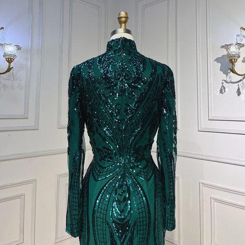 Green Long Prom Dresses 2025 Luxury Sequined  Sexy Mermaid Style Black Girl Prom Gala Party Gown LA72027