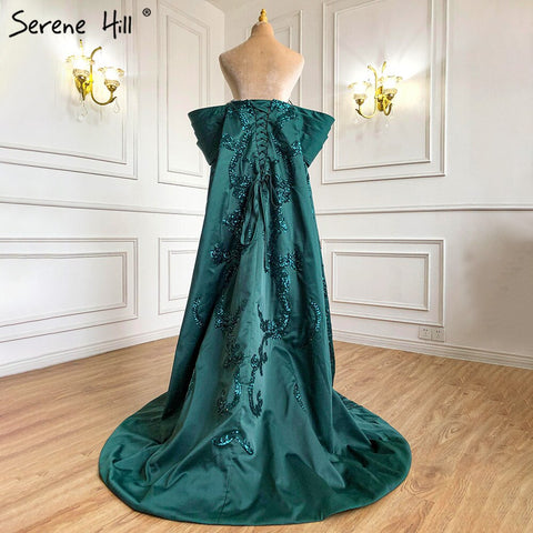 Robe de soirée sirène verte luxueuse, en satin, élégante et sexy, pour femme, HM67227, 2025 