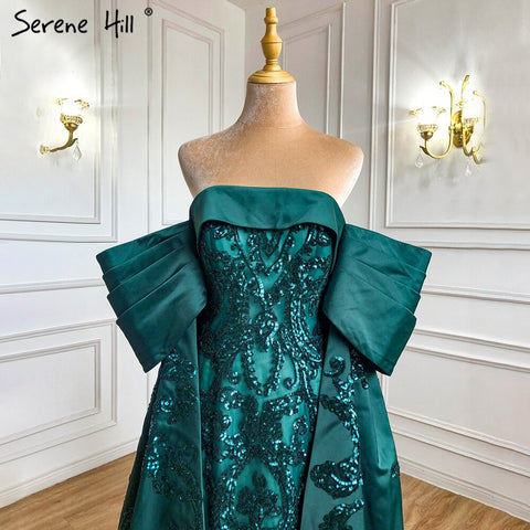 Robe de soirée sirène verte luxueuse, en satin, élégante et sexy, pour femme, HM67227, 2025 
