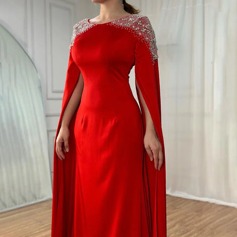 White Mermaid Evening Dress with Cape Sleeves Evening Dresses Gowns 2025 For Women Party LA70934