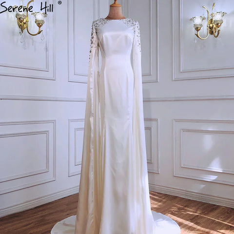 White Mermaid Evening Dress with Cape Sleeves Evening Dresses Gowns 2025 For Women Party LA70934