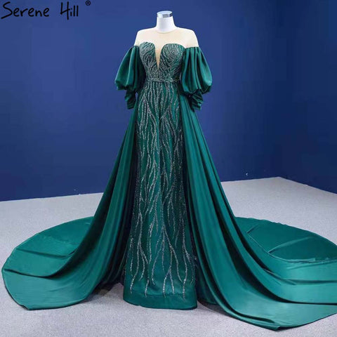 Green Overskirt Mermaid  Evening Dresses Gowns 2025 Elegant Luxury Beaded For Women Party HM67428