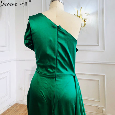 Green Satin Sexy Evening Dresses Gowns 2025 Mermaid One Shoulder Beading For Women Party LA70850
