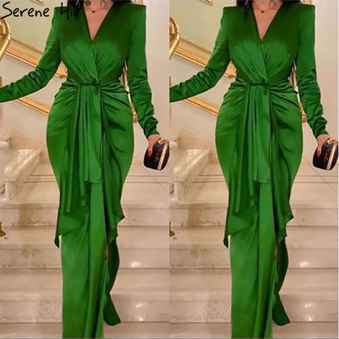 Green Satin Simple Evening Dresses Gowns 2025 Mermaid Elegant For Women Wedding Party LA71275