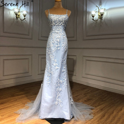 Green Spaghetti Strap Mermaid Prom Dresses 2025 Crystal Lace Elegant Graduation School Party Gown LA71162