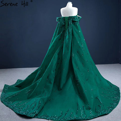 Robe de soirée sirène verte avec traîne, en satin, élégante et luxueuse, sexy, pour femme, HM67231, 2025 