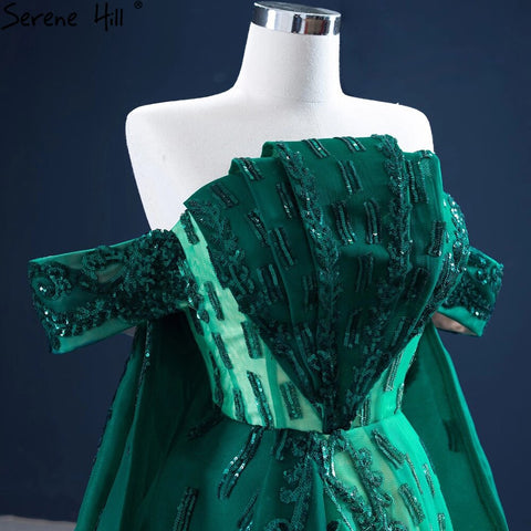Robe de soirée sirène verte avec traîne, en satin, élégante et luxueuse, sexy, pour femme, HM67231, 2025 
