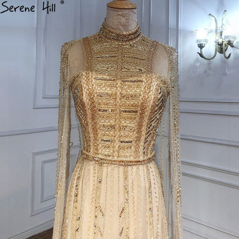 Grey Nude Arabic Evening Dresses with Cape Sleeves LA71047