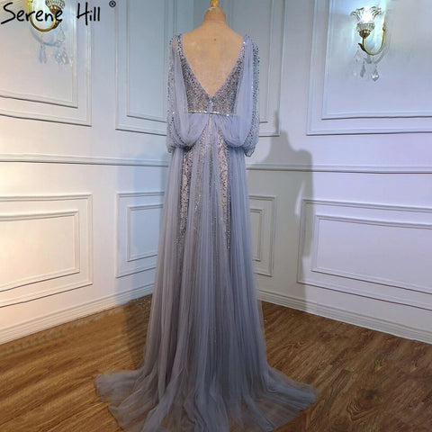 Grey Luxury A-Line Sexy Evening Dresses Gowns 2025 Diamond Beading Elegant For Women Party LA70788