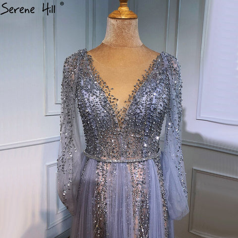 Grey Luxury A-Line Sexy Evening Dresses Gowns 2025 Diamond Beading Elegant For Women Party LA70788