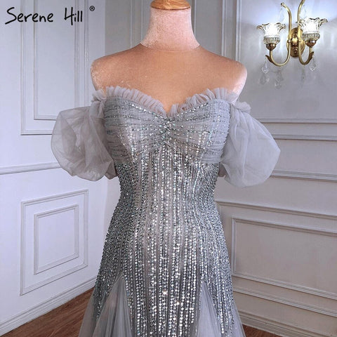Grey Mermaid  Luxury  Evening Dresses Gowns 2025 Beading Sparkle Sexy For Wowmen Party LA70931