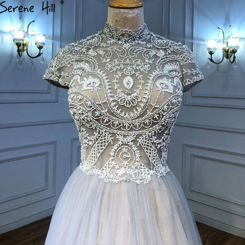 Grey Nude A-Line Evening Dresses Gowns 2025 Crystal Beaded Sexy For Women Wedding Party LA71159