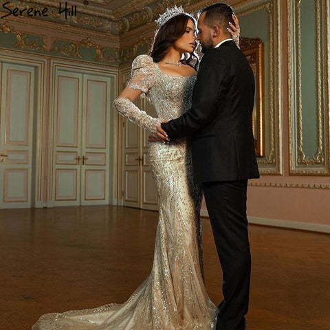 Iovry Luxury Detachable Sleeves Evening Dresses Gowns 2025 Mermaid Elegant Beading For Women Party LA71112