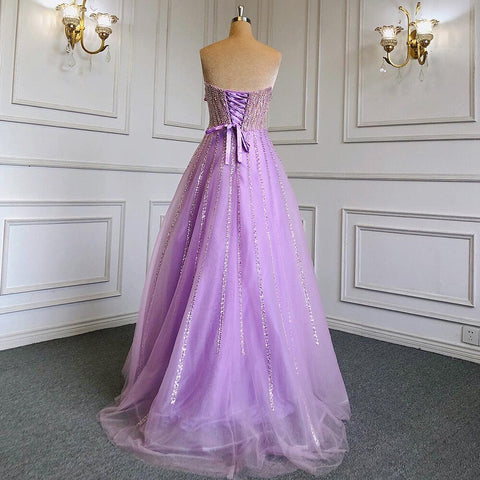 Lilac A-Line Elegant Scalloped Strapless Sexy Evening Dresses Gowns Beaded 2025 For Women Wedding Party LA71643