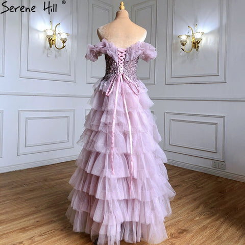 Lilac A-Line Evening Dresses Gowns 2025 Beaded Tiered Sexy For Women Wedding Party LA71414