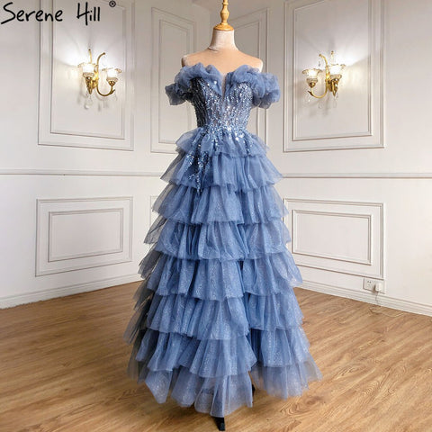 Lilac A-Line Evening Dresses Gowns 2025 Beaded Tiered Sexy For Women Wedding Party LA71414