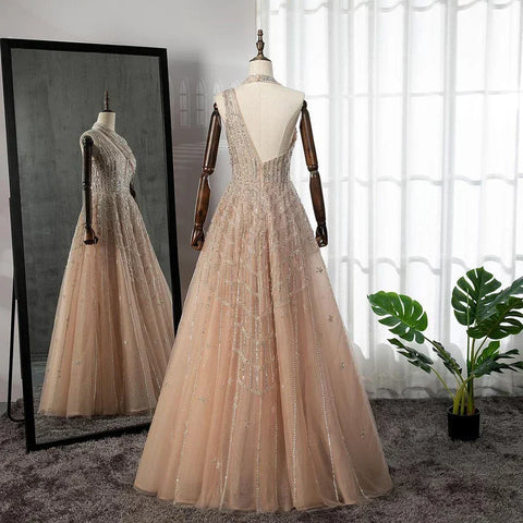 Luxury Beaded Lilac Evening Dresses for Women Wedding Party LA71778