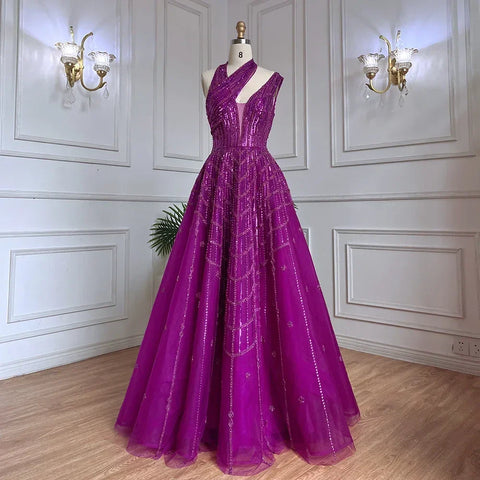 Luxury Beaded Lilac Evening Dresses for Women Wedding Party LA71778