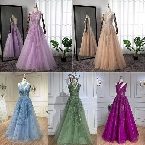 Luxury Beaded Lilac Evening Dresses for Women Wedding Party LA71778