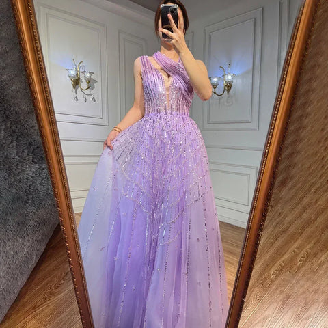 Luxury Beaded Lilac Evening Dresses for Women Wedding Party LA71778