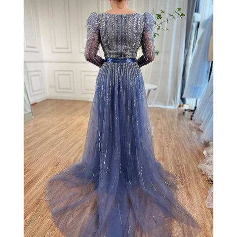 On Sale no return no refund Luxury Dubai Fuchsia Evening Dresses for Women Wedding 2025 Long Sleeve Overskirt Arabic Formal Party LA71678