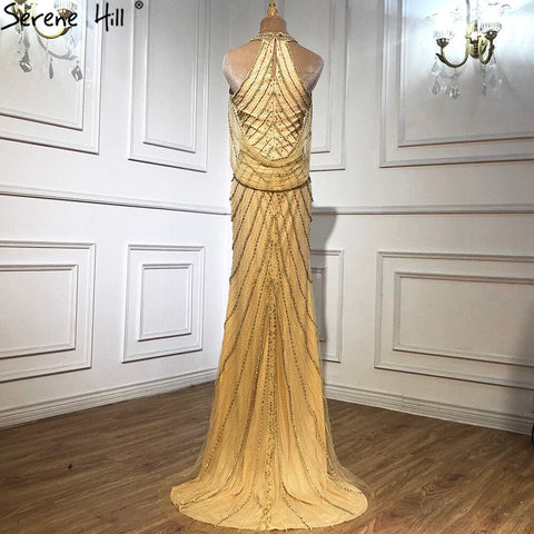 Sale Luxury Gold Mermaid Evening Dresses Gowns 2025 Beading Elegant Sexy For Women Party LA70998