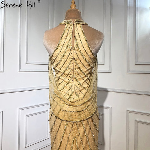 Sale Luxury Gold Mermaid Evening Dresses Gowns 2025 Beading Elegant Sexy For Women Party LA70998