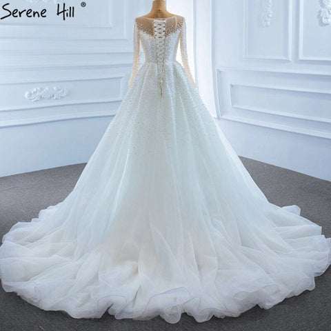 Robe de mariée sirène de luxe ivoire avec traîne amovible, robe de mariée ornée de perles, sur mesure, HM67182, 2025 