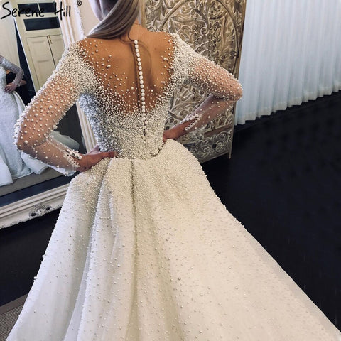 Robe de mariée sirène de luxe ivoire avec traîne amovible, robe de mariée ornée de perles, sur mesure, HM67182, 2025 