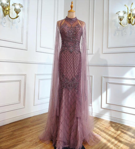 Robe de soirée de luxe bleu marine avec traîne, style sirène, perles et diamants, élégante pour femmes, LA70807, 2025 