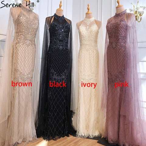 Robe de soirée de luxe bleu marine avec traîne, style sirène, perles et diamants, élégante pour femmes, LA70807, 2025 