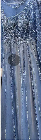 Vestidos de noche de lujo color turquesa nude, corte A, mangas largas, con cuentas, elegantes, para mujer, fiesta, LA71659 