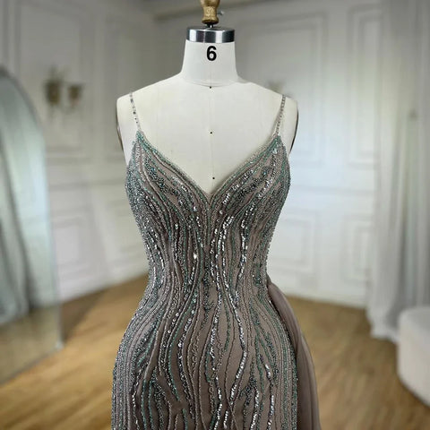 Vestidos de noche de sirena con tirantes finos y cuentas de lujo para mujer, vestidos de fiesta de graduación 2025 LA72276 
