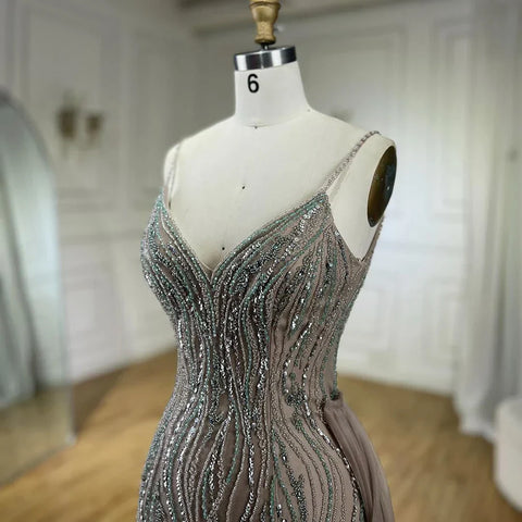 Vestidos de noche de sirena con tirantes finos y cuentas de lujo para mujer, vestidos de fiesta de graduación 2025 LA72276 