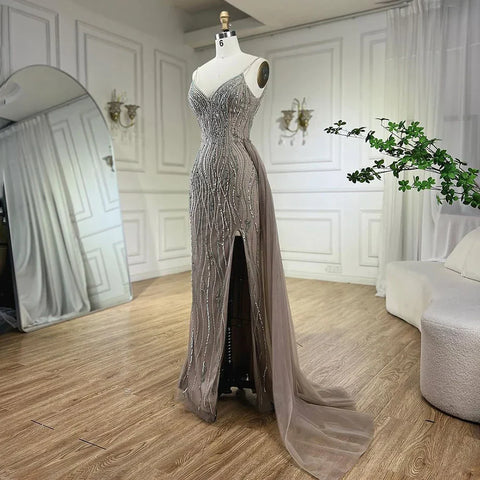 Vestidos de noche de sirena con tirantes finos y cuentas de lujo para mujer, vestidos de fiesta de graduación 2025 LA72276 