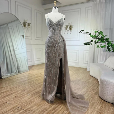 Vestidos de noche de sirena con tirantes finos y cuentas de lujo para mujer, vestidos de fiesta de graduación 2025 LA72276 