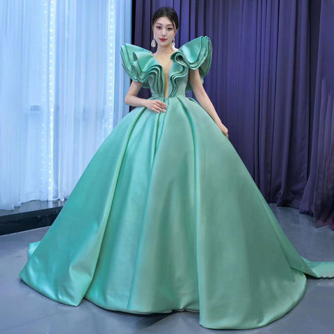 Robe de mariée à lacets menthe, robe de soirée pour femme, robe de soirée haut de gamme sur mesure, 2025, HM67527 