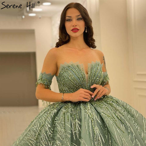 Robe de mariée de luxe à franges et perles, style menthe, haut de gamme, à lacets, HM67411, sur mesure, 2025 