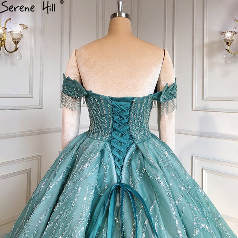 Robe de mariée de luxe à franges et perles, style menthe, haut de gamme, à lacets, HM67411, sur mesure, 2025 