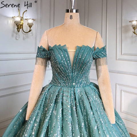 Robe de mariée de luxe à franges et perles, style menthe, haut de gamme, à lacets, HM67411, sur mesure, 2025 