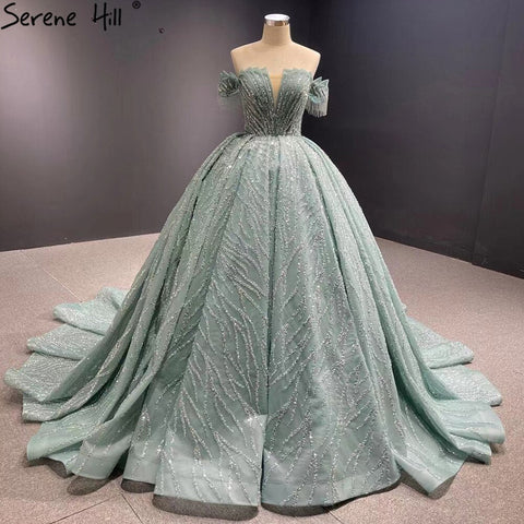 Robe de mariée de luxe à franges et perles, style menthe, haut de gamme, à lacets, HM67411, sur mesure, 2025 