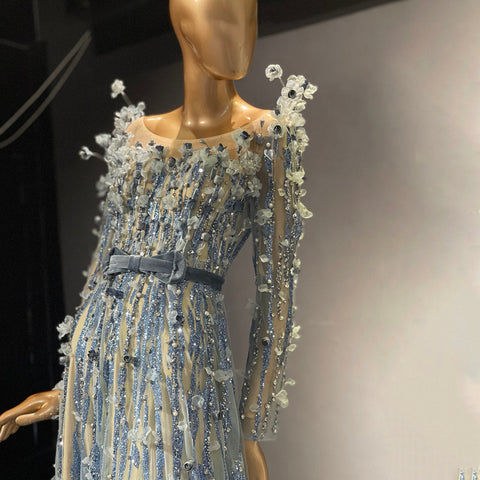 Moslim Blauw Luxe Avond Jurken 2025 Kralen A-Lijn pour femmes fête de mariage LA71549 